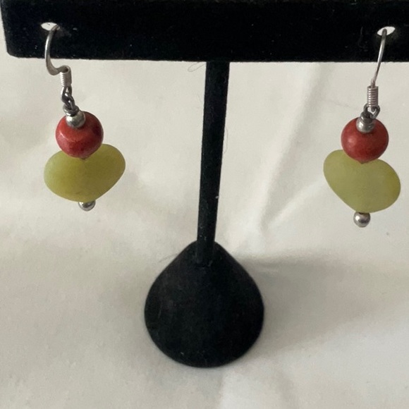 Lemon Jade & Red Quartz Earrings - Picture 1 of 2